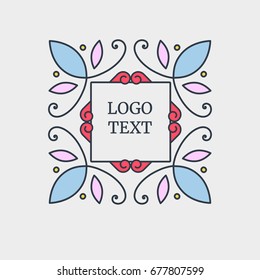 Simple and stylish monogram design template, Elegant  Flower line art frame Design for company logo. Element for your design - floral shops, cosmetics packaging, beauty and spa studios.