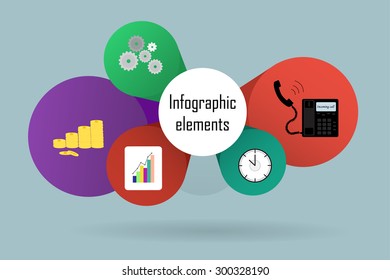 Simple stylish multicolor circle icon steps. Infographics mockup template. Infographic background business concept collection.