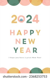 Simple and stylish nengajo template for the year 2024.
Cute colorful design illustration.
It is related to New Year, New Year and celebration.