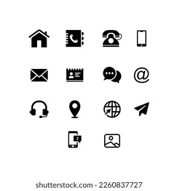 Einfache, stylische Outline Icon Set für Web und Mobile. Kontakte und Chat-Symbole.