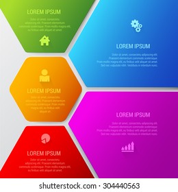Simple stylish puzzle style five multicolor area infographics mockup template. Infographic background concepts collection.