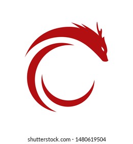 simple stylish red flat dragon logo design vector symbol Illustration
