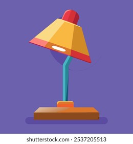 A simple and stylish table lamp, perfect for adding a touch of color and light to any room. This vector illustration is ideal for use in home decor designs, websites, or presentations.