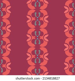 Simple but stylish vector seamless repeat pattern with geometric shapes in red, orange and green