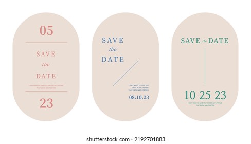 Simple and stylish wedding card, invitation, panel design illustration graphic set.