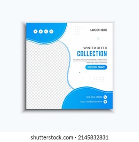 Simple and stylish winter collection fashion social media post and web banner template