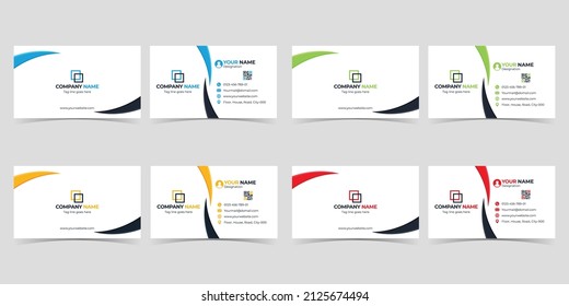 Simple Stylist Modern business card in blue, red, green and yellow color For your business and Corporate identity (brand design)