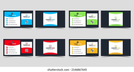 Simple Stylist Modern business card in blue, red, green and yellow color For your business and Corporate identity (brand design) In Paper Cut style