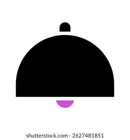 Simple stylized bell icon design with contrasting colors against white background
