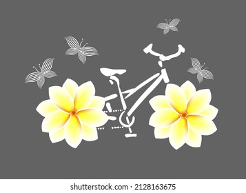 A simple stylized bicycle with flowers . Vector illustration