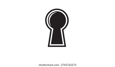 A simple, stylized black keyhole icon on a white background. The keyhole has a rounded top and a rectangular bottom with a narrow opening.