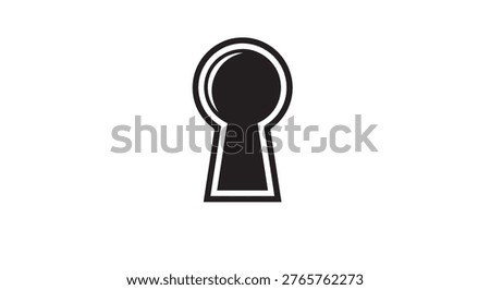 A simple, stylized black keyhole icon on a white background. The keyhole has a rounded top and a rectangular bottom with a narrow opening.