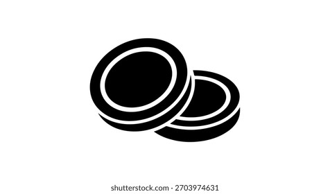 Una ilustración simple y estilizada en blanco y negro de dos placas redondas apiladas con un efecto texturizado sutil.