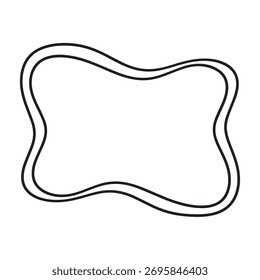 Un contorno sencillo, estilizado, en blanco y negro de un marco ondulado, irregular y rectangular con un doble borde.