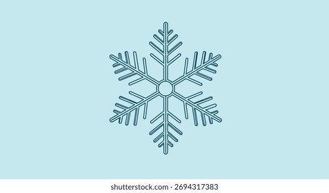 Un icono de copo de nieve azul simple y estilizado sobre un fondo azul claro.