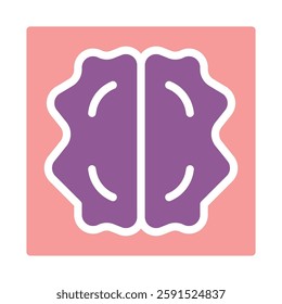 Simple, stylized brain icon. A graphic representation of intellect, knowledge, and mental health on pastel background.