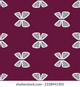 Simple stylized butterflies seamless pattern. Flying insect print. Design for fabric, textile print, wrapping paper, cover, poster. Vector illustration