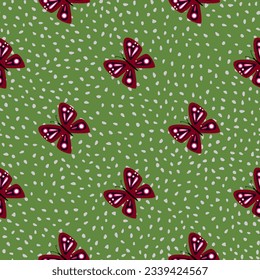 Simple stylized butterflies seamless pattern. Flying insect print. Design for fabric, textile print, wrapping paper, cover, poster. Vector illustration