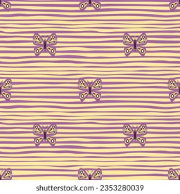 Simple stylized butterflies seamless pattern. Flying insect print. Design for fabric, textile print, wrapping paper, cover, poster. Vector illustration