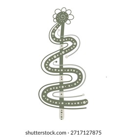 Uma árvore de Natal estilizada simples é ilustrada em um design mínimo. 