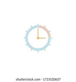 Simple stylized clock icon design. Vector illustration