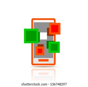 Simple stylized colorful icon - mobile phone apps