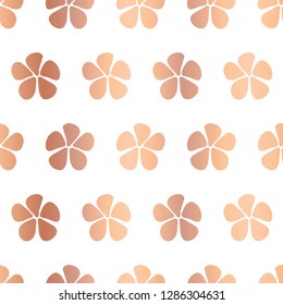 Simple stylized copper foil flowers vector seamless pattern. Floral background metallic gold foil. Abstract design with hand drawn flowers. Simple floral minimalistic art for page fill, celebration