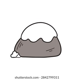 A simple and stylized doodle of a mountain with a snowy cap on top isolated on a white background