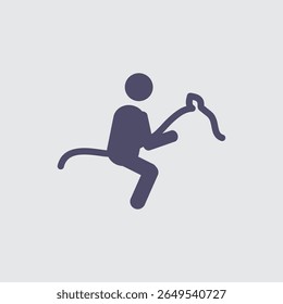A simple stylized drawing of a horse rider riding sport with whip illustration in dark tone on a light background.