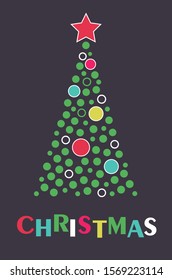 Simple Stylized Evergreen Pine Tree Isolated on Dark Background