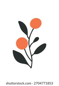 simple stylized flower branch modern botanical art style
