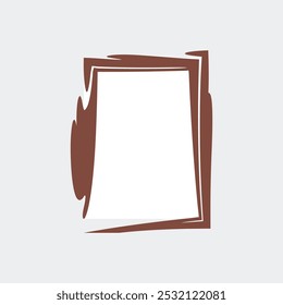 Un marco simple y estilizado con un interior blanco y un contorno marrón como de pincelada.