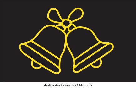A simple, stylized graphic of two yellow bells tied together with a yellow ribbon.