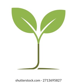 Ein einfaches, stilisiertes grünes Spross-Symbol, das Wachstum, neue Anfänge und Umweltkonzepte symbolisiert. Perfekt für die Darstellung von Natur, Ökologie und Neuanfang.