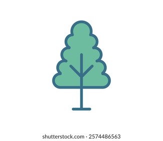 Simple, stylized green tree icon. Perfect for websites, apps, or presentations needing a naturerelated graphic. Clean design, easily adaptable to various color palettes.