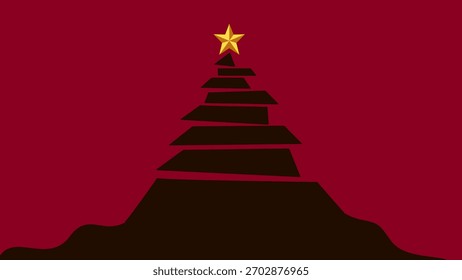 Simple stylized holiday tree stacked in abstract layered shapes over background