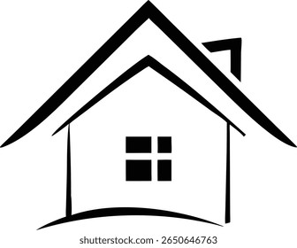 Simple stylized house silhouette logo design with basic roof and walls