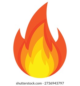 Simple stylized icon of a bright red and orange fire flame burning brightly