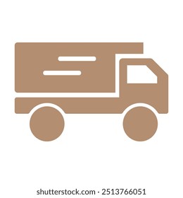 A simple, stylized icon of a delivery truck, composed of basic geometric shapes. The main body of the truck is a rectangle, and the wheels are represented by two circles