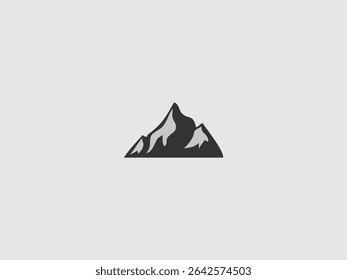  A simple and stylized icon of a mountain range with three peaks