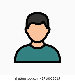 Ein einfaches, stilisiertes Symbol für Kopf und Schultern einer Person, das einen generischen Benutzer oder ein generisches Profil darstellt.