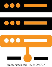 Einfaches stilisiertes Symbol für angeschlossene Datenspeicherserver oder Netzwerk-Hardware-Rack-Geräte