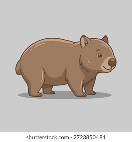 Una ilustración simple y estilizada de un wombat marrón con una expresión amigable. El wombat se representa en un perfil lateral.