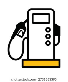 Uma ilustração simples e estilizada de uma bomba de gás com um bocal e mangueira, pronta para abastecer.