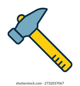 Uma ilustração simples e estilizada de um martelo de geólogo com uma ponta pontiaguda e um rosto chato e marcante, retratado contra um fundo branco.