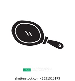 A simple, stylized illustration of a hand mirror, used for personal grooming and reflection.