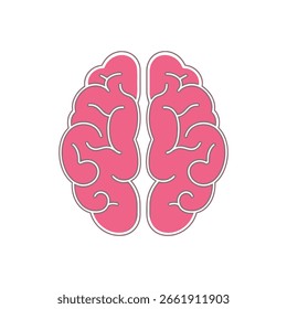 Ilustração simples e estilizada de um cérebro humano em rosa com contornos cinza e branco.