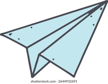 A simple, stylized illustration of a light blue paper airplane with a dark outline.