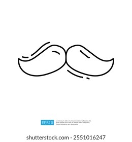 Uma ilustração simples e estilizada de um bigode, apresentando curvas e linhas suaves, frequentemente usadas em desenhos gráficos ou ícones relacionados a limpeza ou pelos faciais.