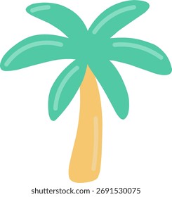 Ilustração simples e estilizada de uma palmeira com tronco amarelo e frondes verdes.